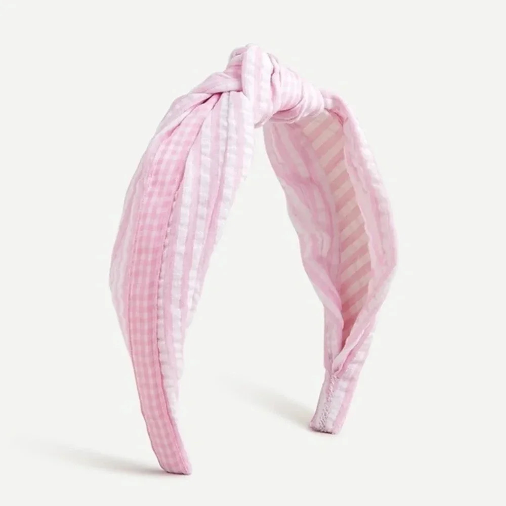 J. Crew Pink Turban Seersucker Headband